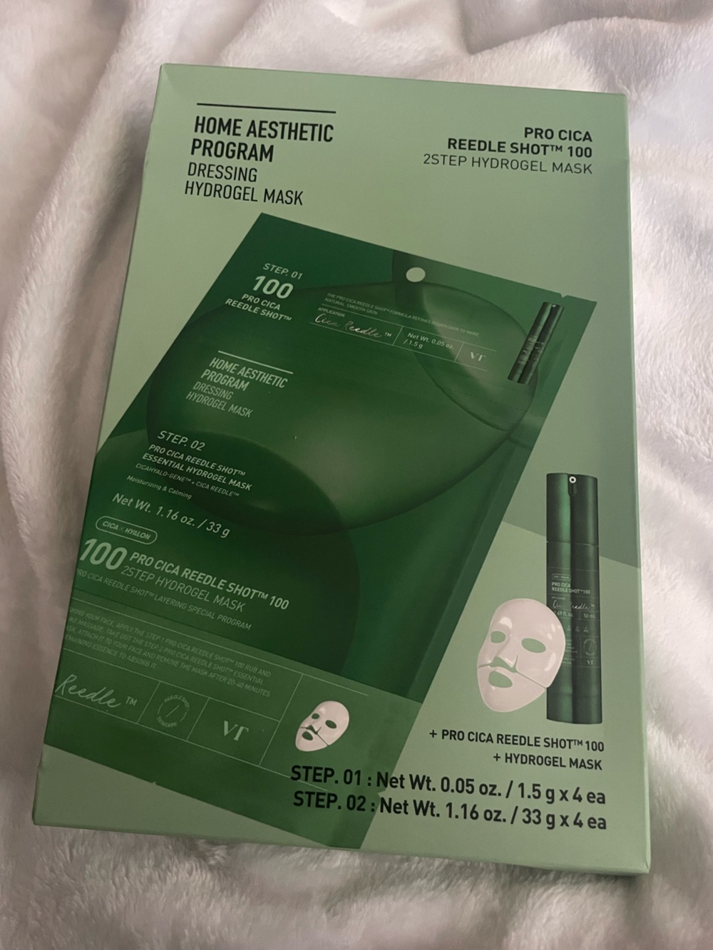 VT Pro Cica Reedle Shot 100 Green Hydrogel Mask - Soothing Moisturizer boxed set